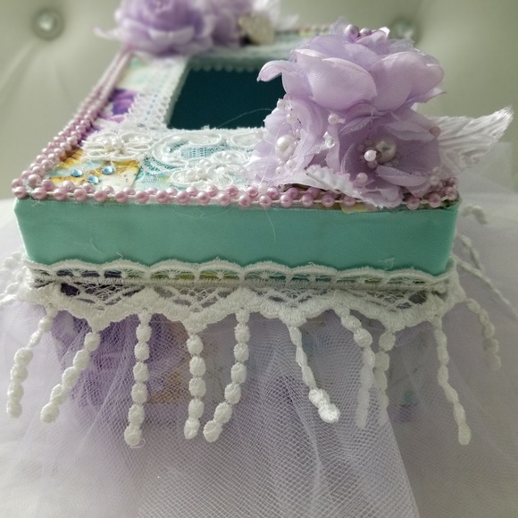 Shabby Chic Style tissue cover box, Purple - Picture 8 of 8